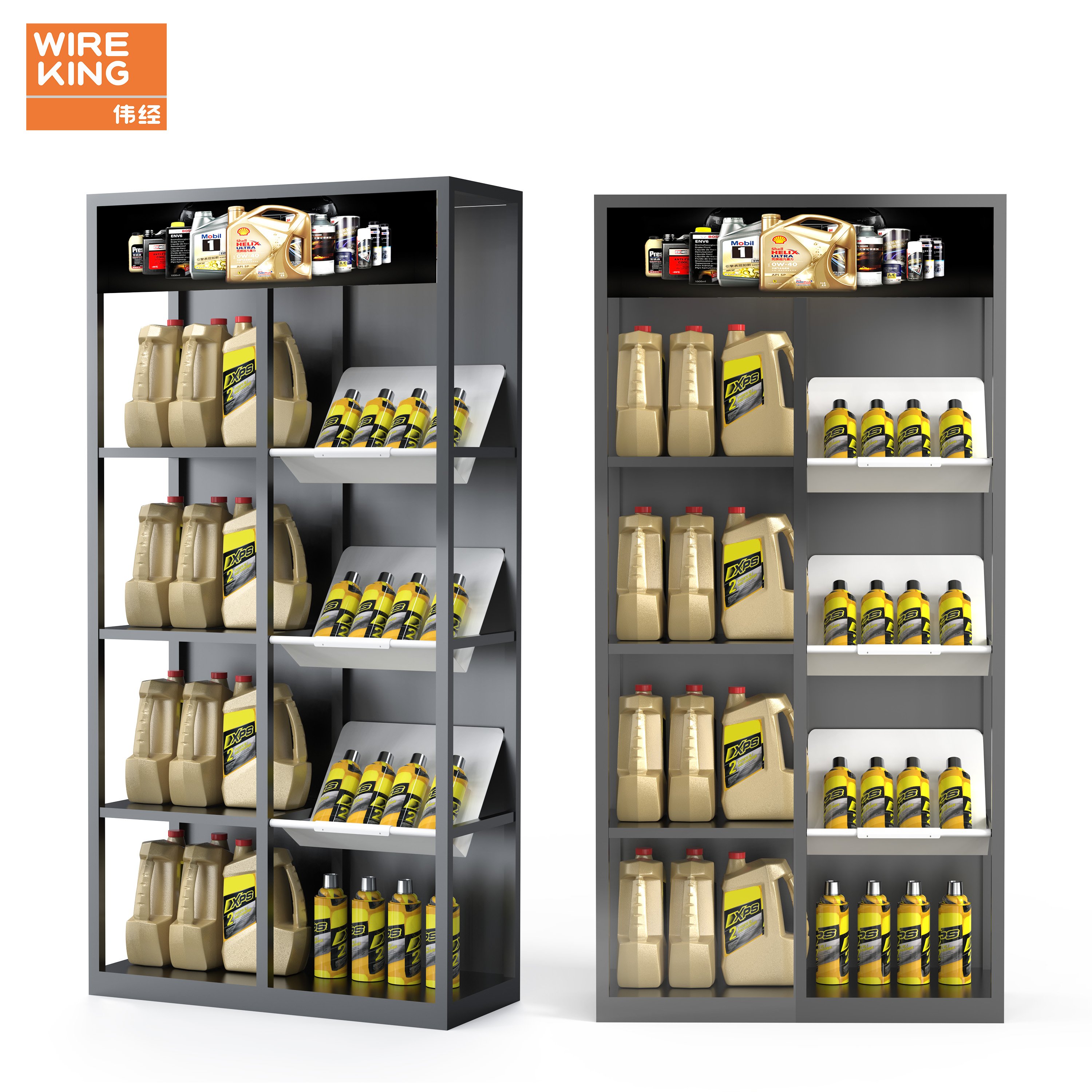 customized Lubricating Oil Display Rack Metal Display Rack Used For Oil Shelves For Car repair shop