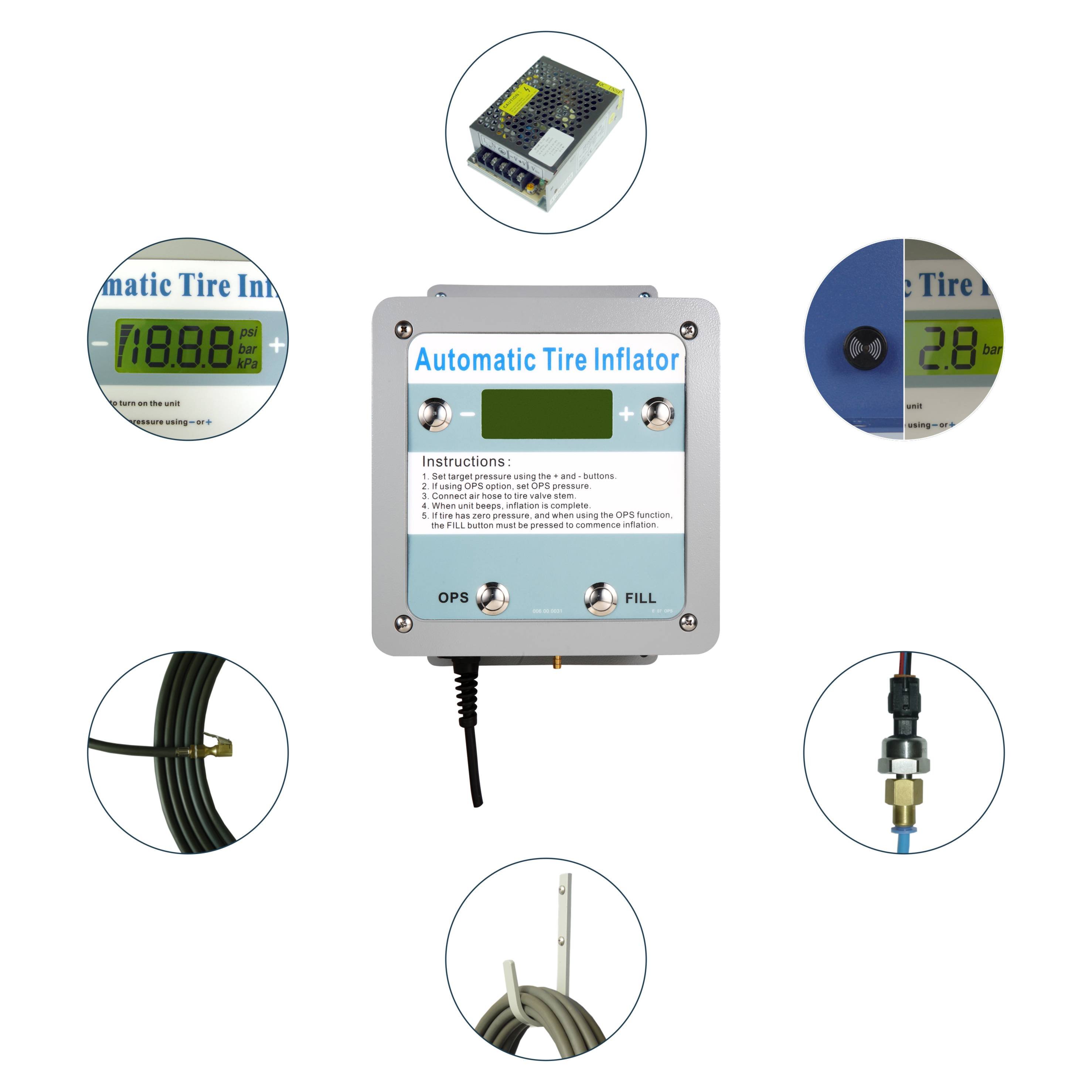 G5 truck Parts Tires inflator wall mounted Air Pumps Inflator Car Automatic digital Tire Inflators
