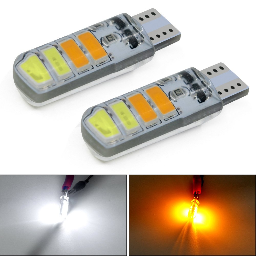Hot Sale T10 LED Car Light Bulbs 5630 8SMD Two Color Strobe Flash Silicone 12V New Volta Signal Lamp for Kia Used Condition