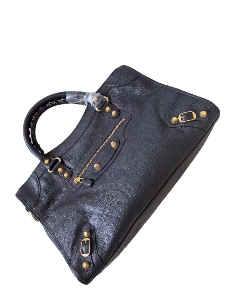 Used vintage rivet tassel gold nail black small nail tassel leather men's and women's motorcycle bag discount