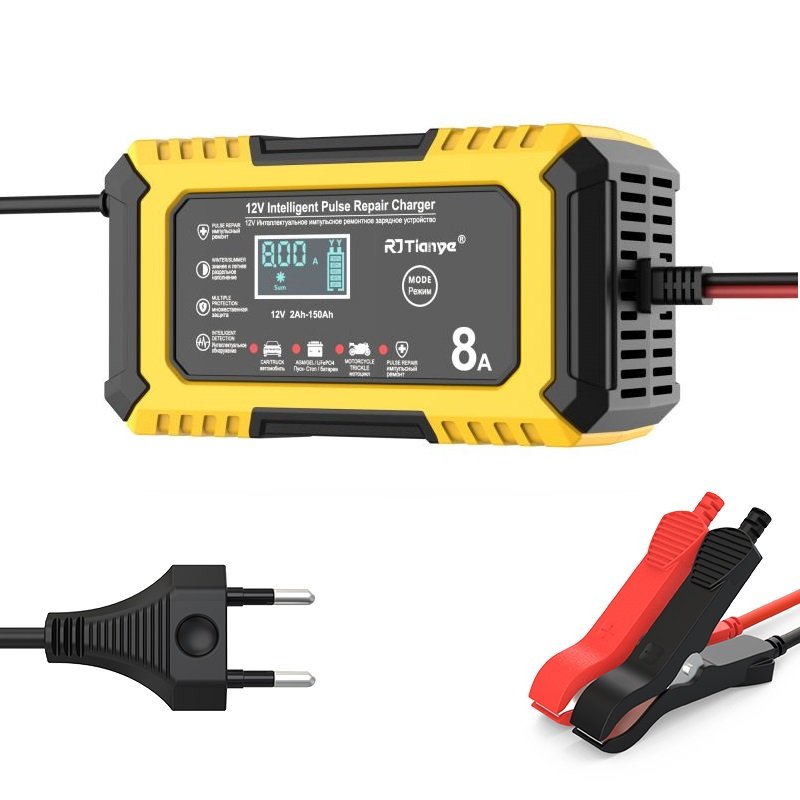 LiFePO4 battery charger 12V 8A Intelligent Pulse Repair lead acid battery charger for 12 volt car battery with CE ROHS