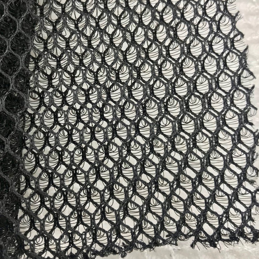 High quality 4..5-10 mm hexagon black 3d mash fabric jiangsu tricot air mesh for motorcycle bicycle seat cushion