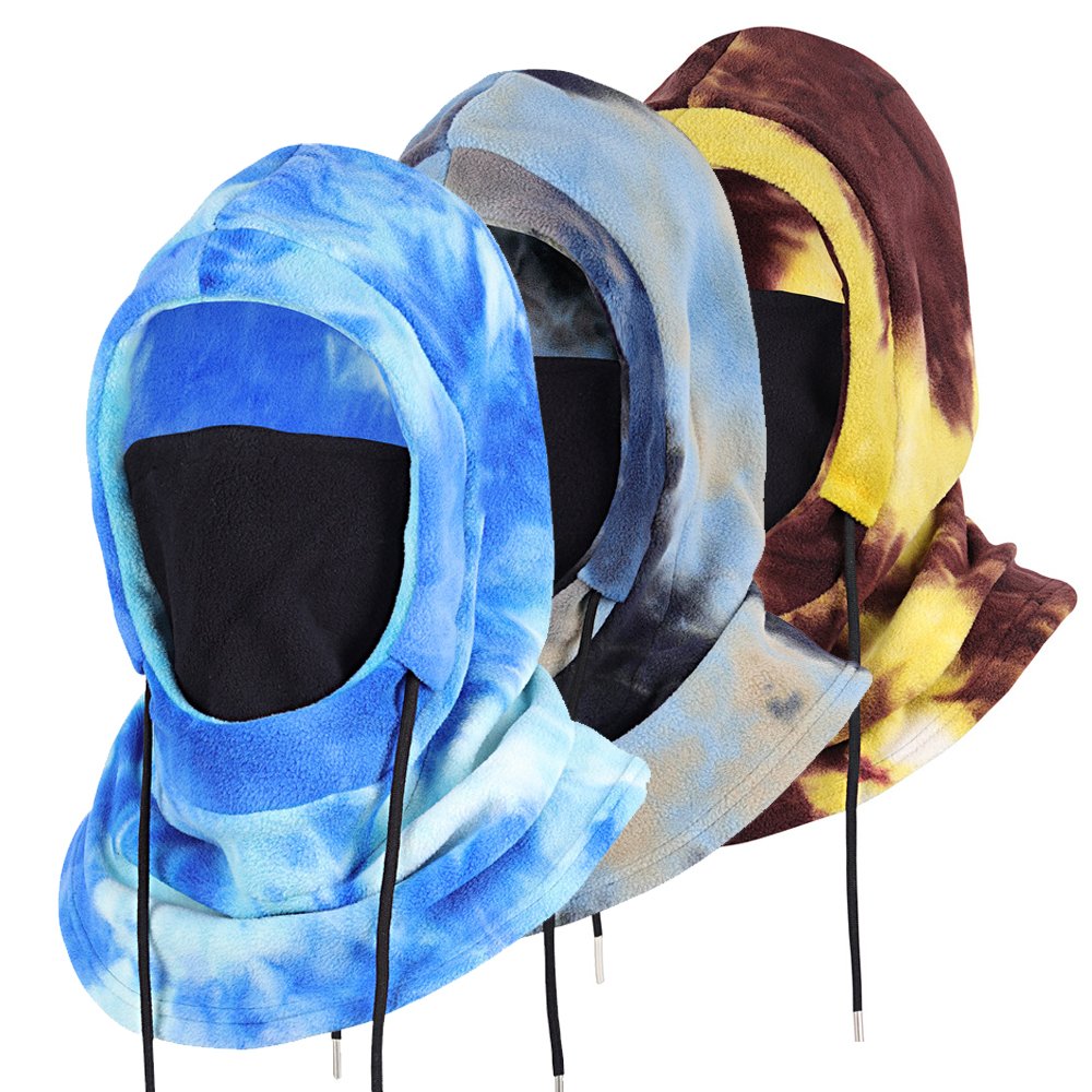 Winter Thermal Fleece Full Cover Up Mask Hat Motorcycle Neck Warmer Tie Dye Outdoor Sports Hooded Ski Face Mask Hiking Balaclava