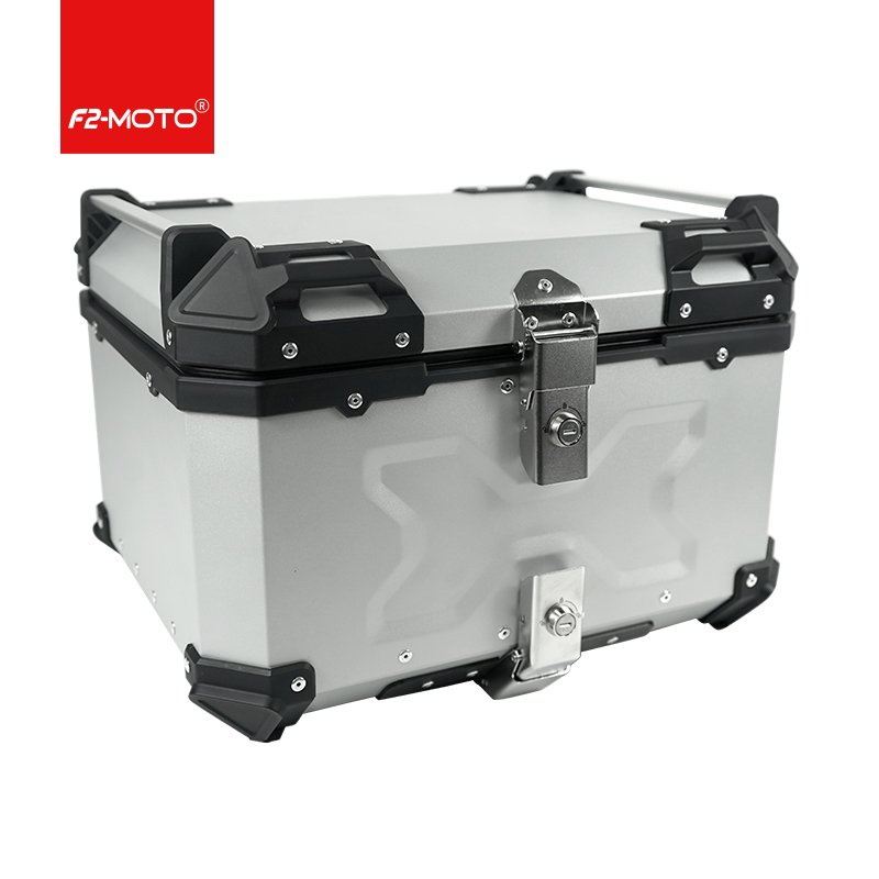 F2-MOTO 55L-X silver aluminum alloy top box used for motorcycle and electric vehicle tail installation