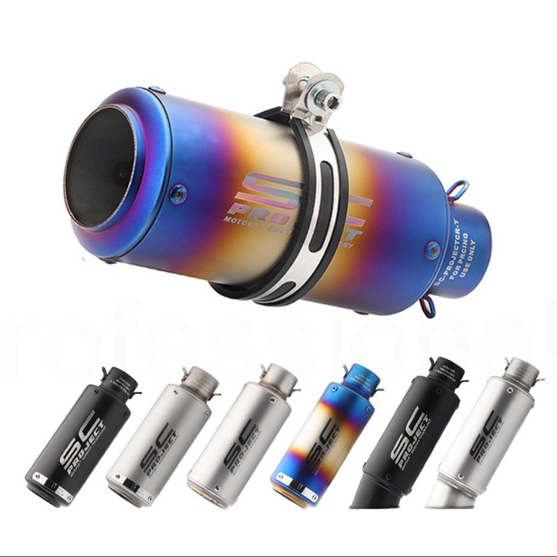51mm Motocross racing silencer Color stainless steel motorcycle exhaust silencer tube exhaust motorcycle pipe