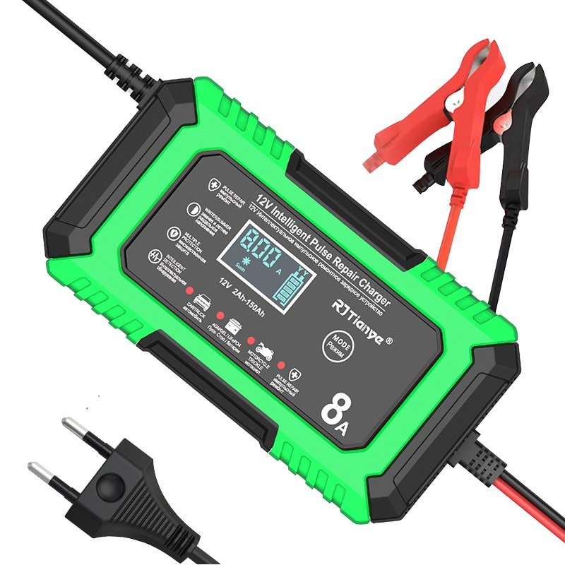 New Fully Automatic Car Battery Charger 12V 8A Batteries Charging for AGM GEL WET /LiFePO4 Lead Acid Battery Charger LCD Display