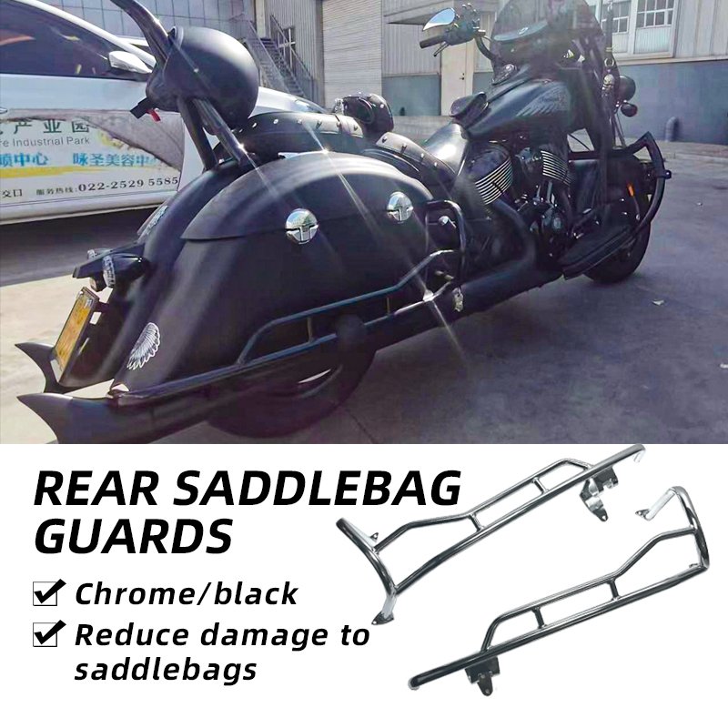 Motorcycle Accessories Gloss Black Rear Saddlebag Guards Rail Crash Bar Bumper For 14 UP Indian Circle bar Guards Rail
