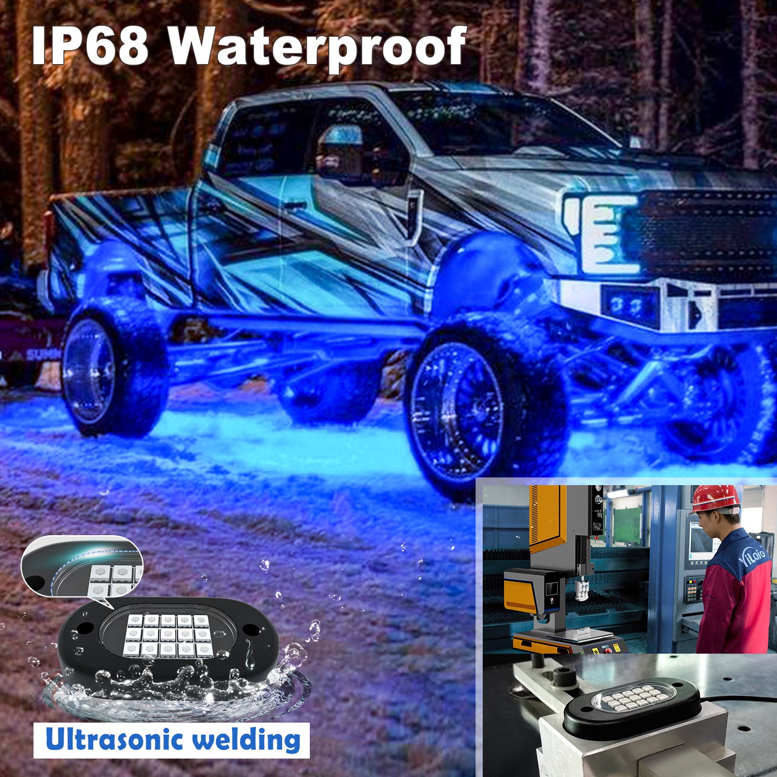 YiLaie Hot sale High Brightness Multifunction Neon underglow Kit Waterproof IP68 with APP/RF Control RGB LED Car Rock Lights