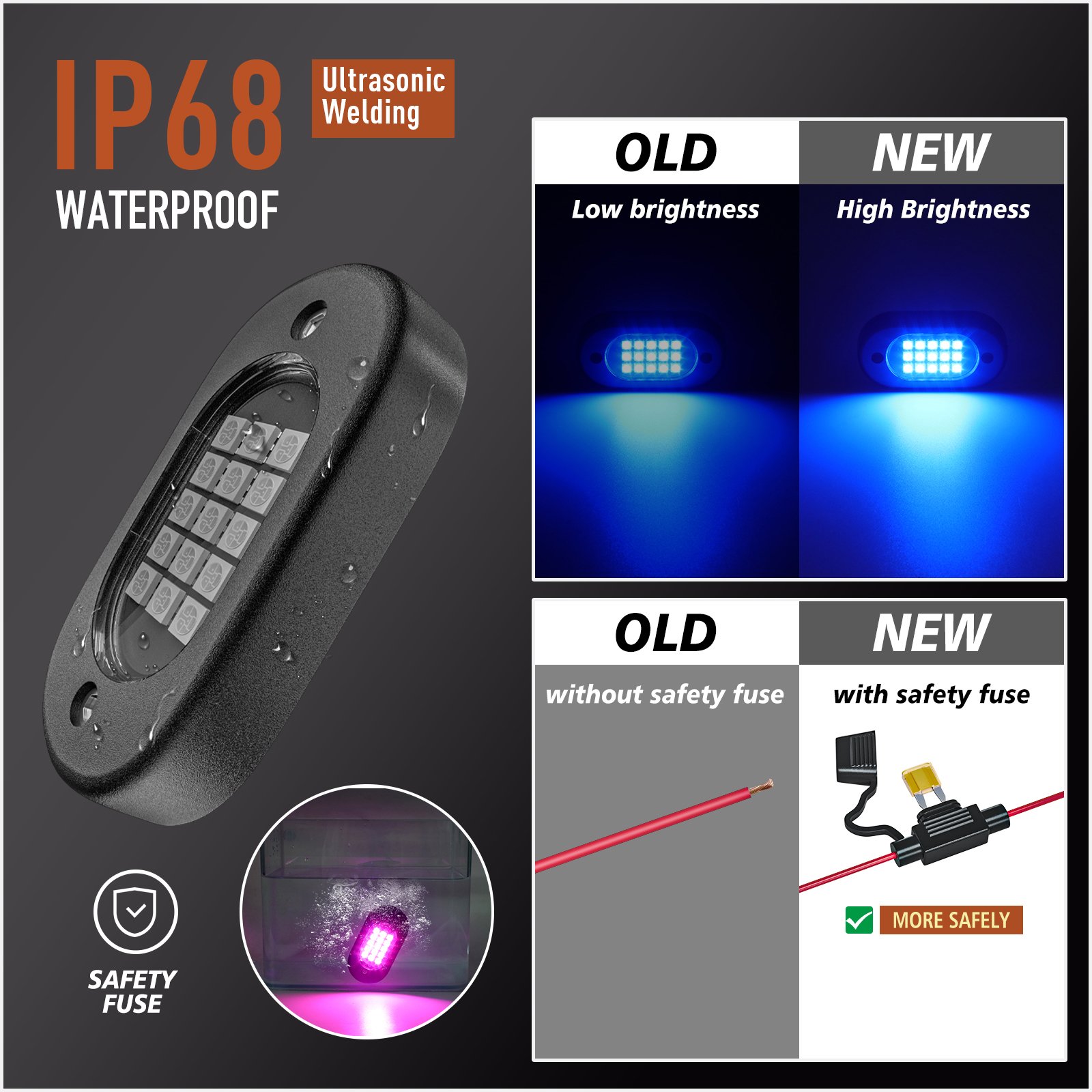 YiLaie Hot sale High Brightness Multifunction Neon underglow Kit Waterproof IP68 with APP/RF Control RGB LED Car Rock Lights