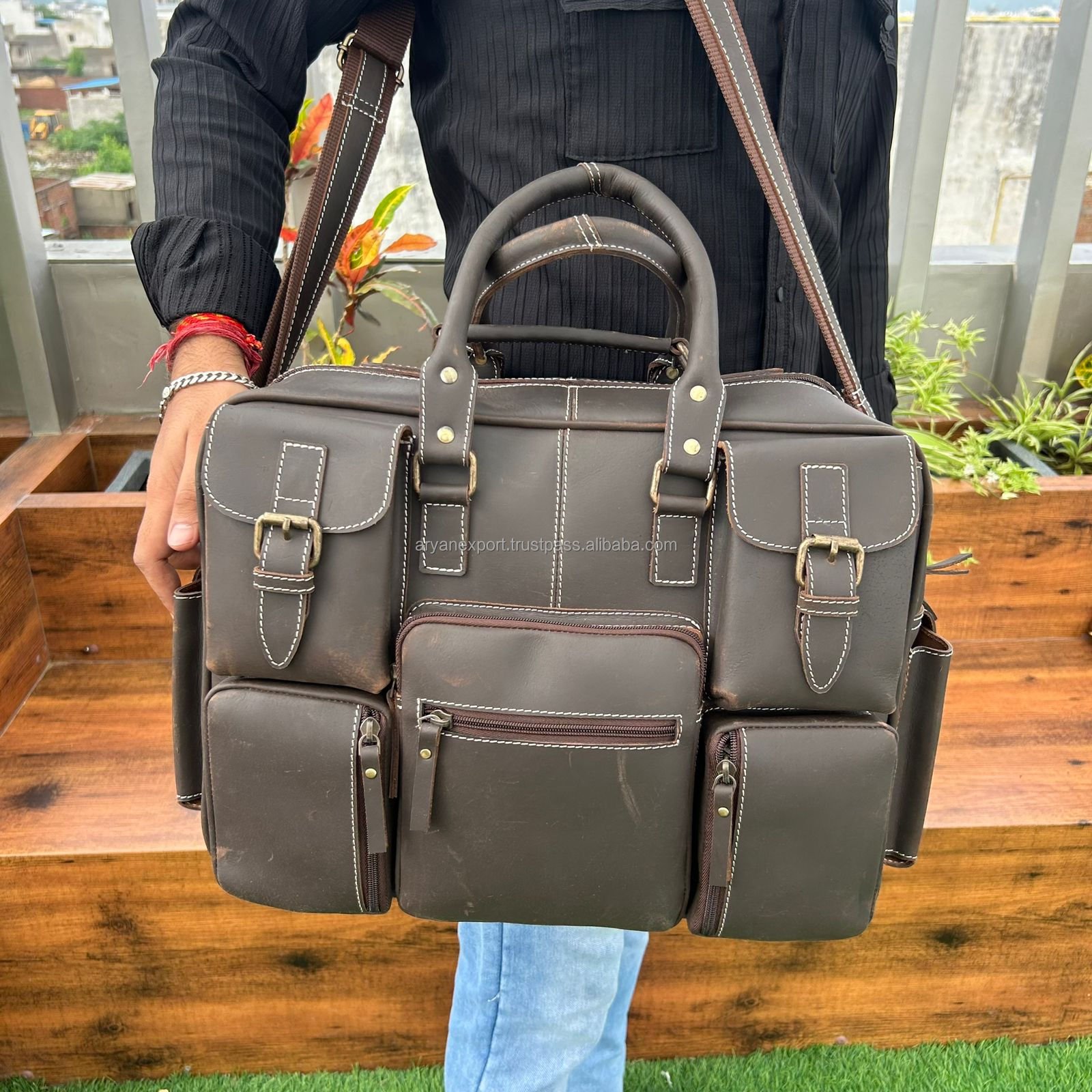 New Custom Vintage Real Cowhide Leather Satchel Crossbody Messenger Bags Full Grain Genuine Leather Motorcycle Side Bag For Men