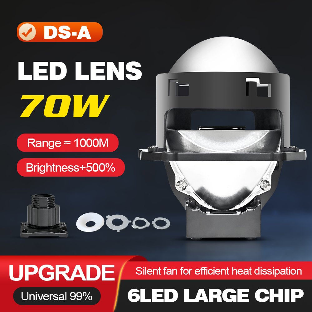 Factory price 70W high power led headlights DC9-15V bi led projector lens 3.0 inch Aluminium car accessories car led projectors