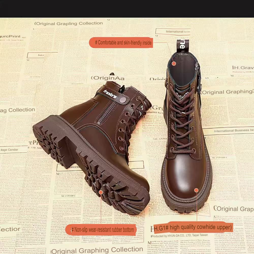 Leather Martins Women English Wind Spring and Autumn 2024 New Small Thick Bottom Brown Short Boots Motorcycle Boots