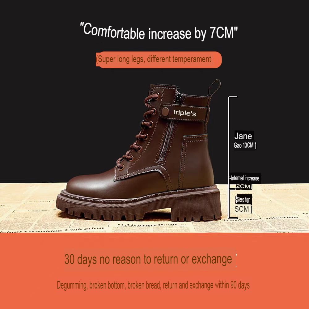 Leather Martins Women English Wind Spring and Autumn 2024 New Small Thick Bottom Brown Short Boots Motorcycle Boots