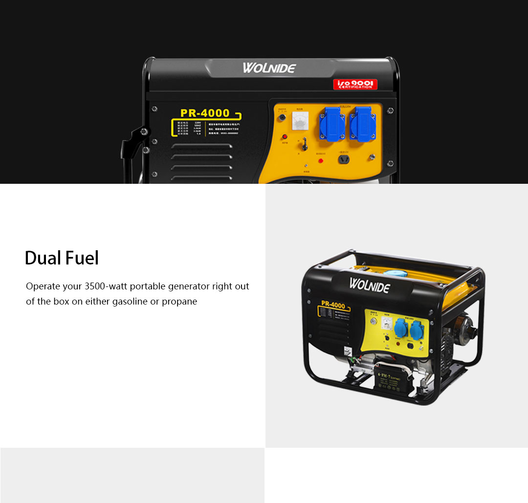 Portable Generator, RV Camping Standby, Dual Fuel Powered